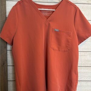 Figs Technical Collection V-Neck Scrub Top in terracotta